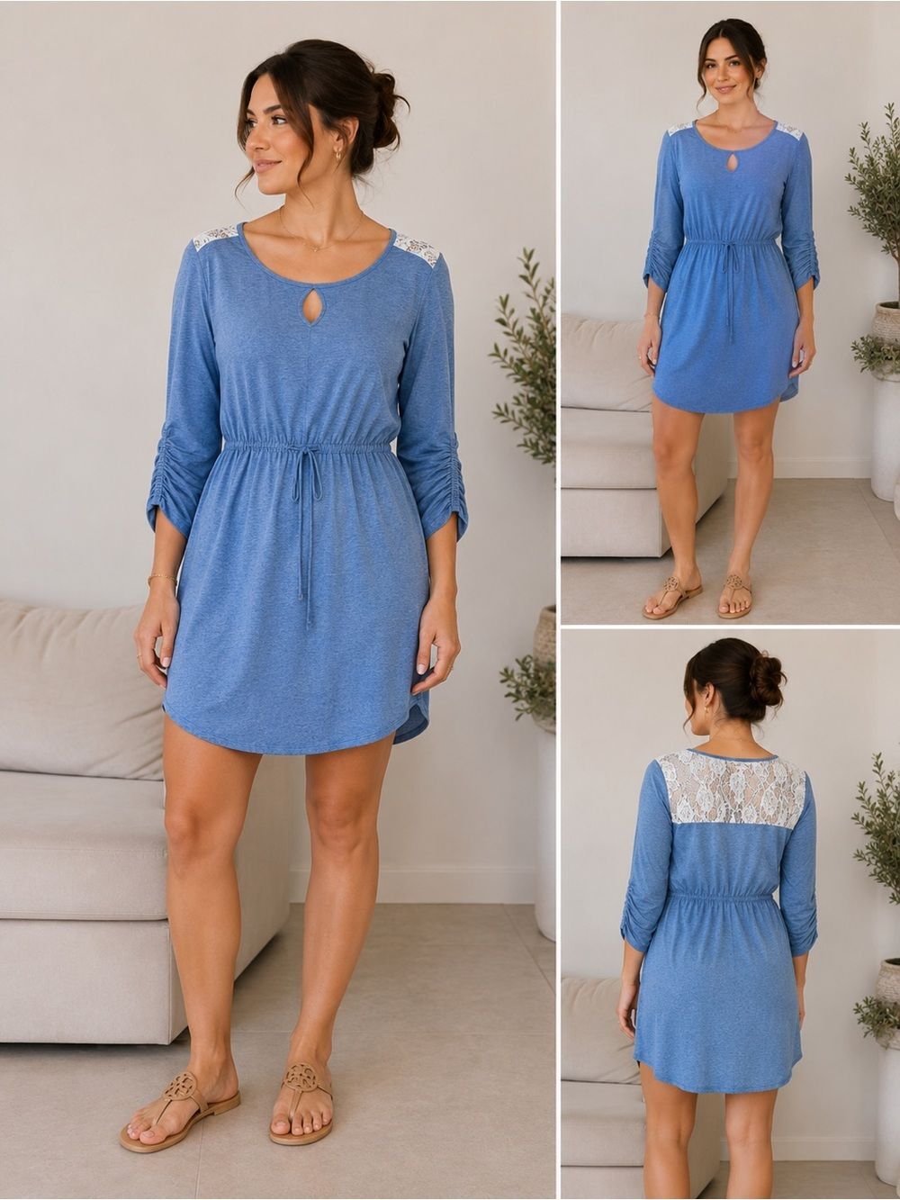 Bobbie Brooks Plus Size Women’s Tunic/Dress – Color: Blue/White Lace - Size 2X